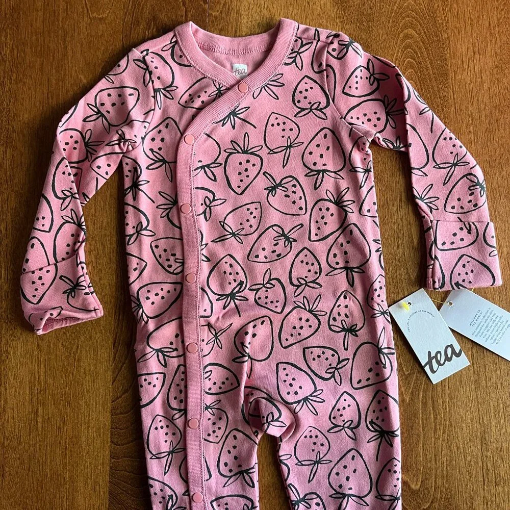Tea Collection strawberry romper 3-6m NWT